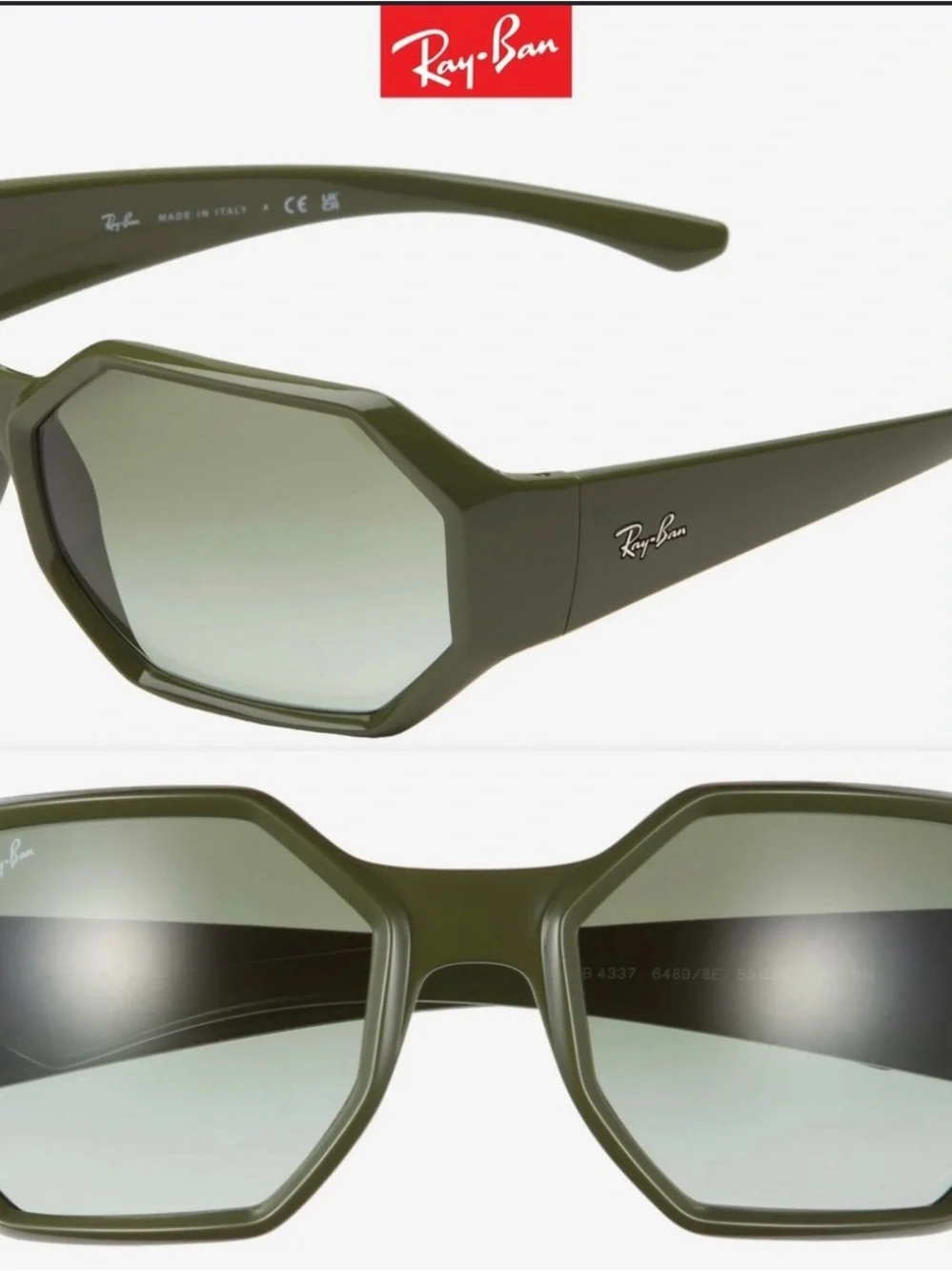 Ray-Ban Men's Olive Green Sunglasses with Black Case and Cloth